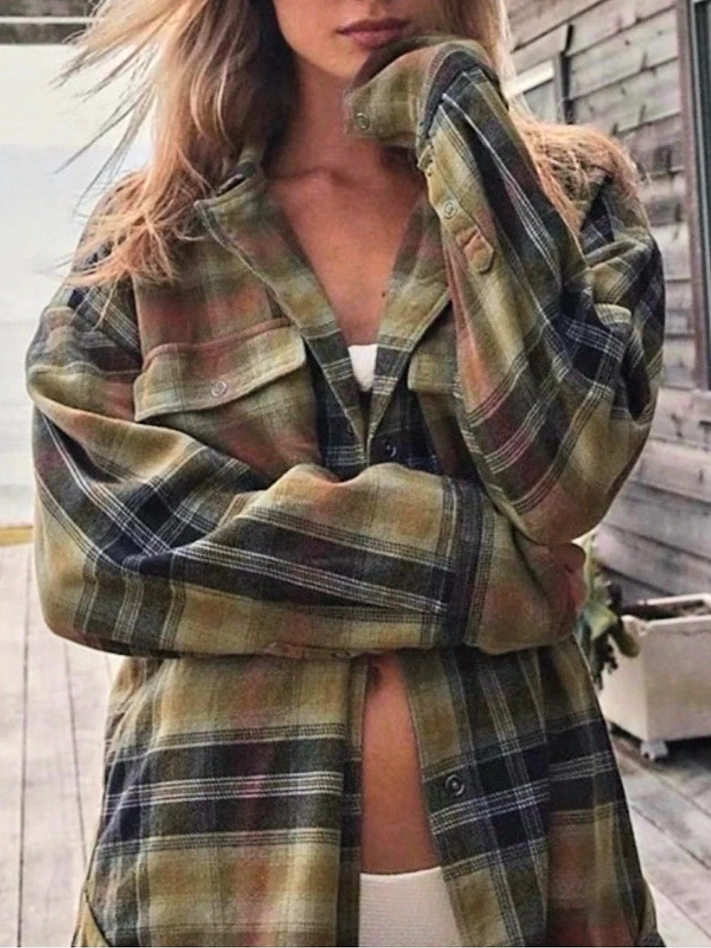 NWOT Free People We The Free by Free People Izzie Cargo Shirt ~Grayed Olive